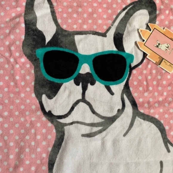 Boston Terrier beach towel hot dog polka dot pink - Picture 4 of 7